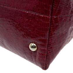 مملوكة مسبقًا حقيبة يد جيمي تشو رهيا شوبر جلد لامع نقش سحلية أحمر
