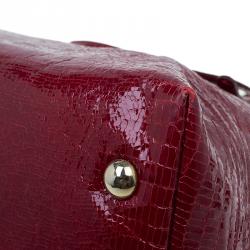 مملوكة مسبقًا حقيبة يد جيمي تشو رهيا شوبر جلد لامع نقش سحلية أحمر