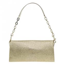 Pre Owned حقيبة كلتش جيمي تشو غولد لام غليتر ريان متحولة