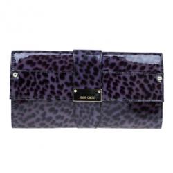 مملوكة مسبقًا Jimmy Choo Purple Leopard Print Patent Animal Uma Clutch