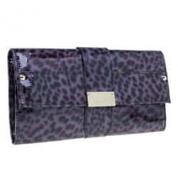 مملوكة مسبقًا Jimmy Choo Purple Leopard Print Patent Animal Uma Clutch