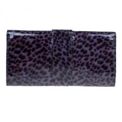 مملوكة مسبقًا Jimmy Choo Purple Leopard Print Patent Animal Uma Clutch