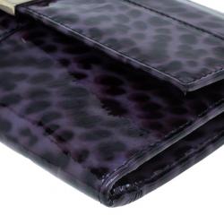 مملوكة مسبقًا Jimmy Choo Purple Leopard Print Patent Animal Uma Clutch