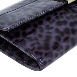 مملوكة مسبقًا Jimmy Choo Purple Leopard Print Patent Animal Uma Clutch
