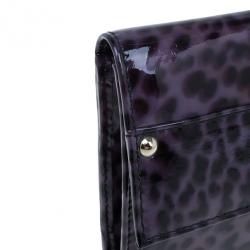 مملوكة مسبقًا Jimmy Choo Purple Leopard Print Patent Animal Uma Clutch