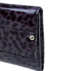 مملوكة مسبقًا Jimmy Choo Purple Leopard Print Patent Animal Uma Clutch