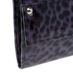 مملوكة مسبقًا Jimmy Choo Purple Leopard Print Patent Animal Uma Clutch