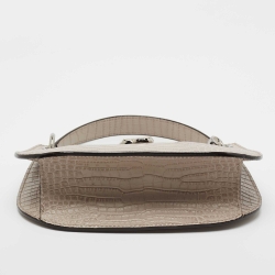 Pre Owned Jimmy Choo Taupe Croc Embossed Leather Varenne Hobo