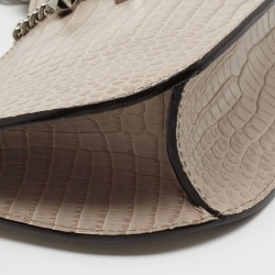 Pre Owned Jimmy Choo Taupe Croc Embossed Leather Varenne Hobo