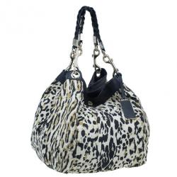 Pre Owned حقيبة جيمي تشو نقشة الفهد و شرائط جلدية سوداء كبيرة