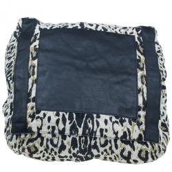 Pre Owned حقيبة جيمي تشو نقشة الفهد و شرائط جلدية سوداء كبيرة