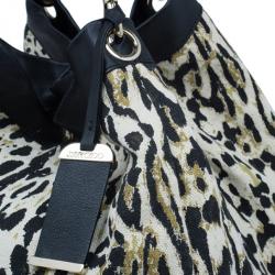 Pre Owned حقيبة جيمي تشو نقشة الفهد و شرائط جلدية سوداء كبيرة