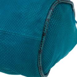 Pre Owned حقيبة كيكي شوبر جيمي تشو تركواز جلد ثعبان مزخرف