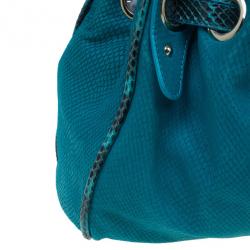 Pre Owned حقيبة كيكي شوبر جيمي تشو تركواز جلد ثعبان مزخرف