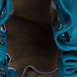 Pre Owned حقيبة كيكي شوبر جيمي تشو تركواز جلد ثعبان مزخرف