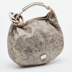 Pre Owned Jimmy Choo Metallic Leather Large Sky Hobo