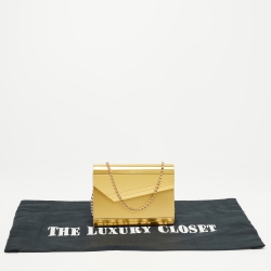 Pre Owned Jimmy Choo Gold Metal And Suede Candy Clutch Bag