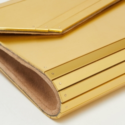 Pre Owned Jimmy Choo Gold Metal And Suede Candy Clutch Bag