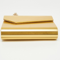Pre Owned Jimmy Choo Gold Metal And Suede Candy Clutch Bag