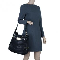 Pre Owned حقيبة جيمي تشو جلد أسود مزخرفة بإبزيم رومانا