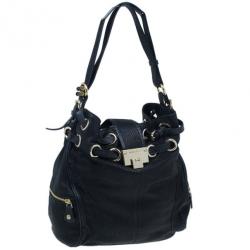 Pre Owned حقيبة جيمي تشو جلد أسود مزخرفة بإبزيم رومانا