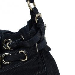 Pre Owned حقيبة جيمي تشو جلد أسود مزخرفة بإبزيم رومانا