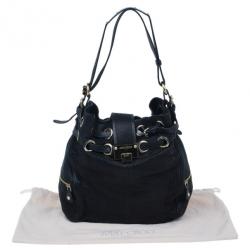 Pre Owned حقيبة جيمي تشو جلد أسود مزخرفة بإبزيم رومانا