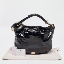 Pre Owned Jimmy Choo Black Patent and Watersnake Leather Sky Bangle Hobo