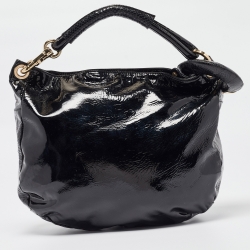 Pre Owned Jimmy Choo Black Patent and Watersnake Leather Sky Bangle Hobo