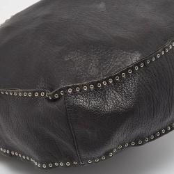 Pre Owned Jimmy Choo Black Leather Studded Sky Bangle Hobo