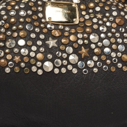 Pre Owned Jimmy Choo Black Leather Studded Sky Bangle Hobo