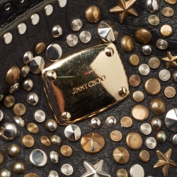 Pre Owned Jimmy Choo Black Leather Studded Sky Bangle Hobo