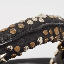 Pre Owned Jimmy Choo Black Leather Studded Sky Bangle Hobo