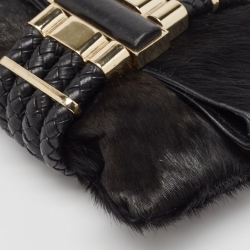مملوكة مسبقًا Jimmy Choo Black Calfhair and leather Chandra Clutch