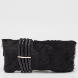 مملوكة مسبقًا Jimmy Choo Black Calfhair and leather Chandra Clutch