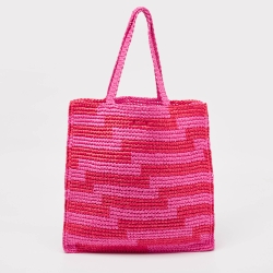 مملوكة مسبقًا Jimmy Choo Pink/Red Woven Straw Beach Tote