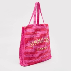 مملوكة مسبقًا Jimmy Choo Pink/Red Woven Straw Beach Tote