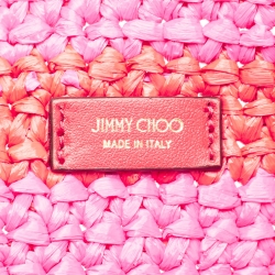 مملوكة مسبقًا Jimmy Choo Pink/Red Woven Straw Beach Tote