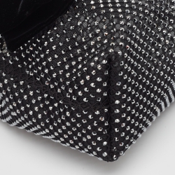 Pre Owned Jimmy Choo Black Mesh Nylon Crystal Studded Bow Velvet Bon Bon Bag