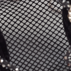 Pre Owned Jimmy Choo Black Mesh Nylon Crystal Studded Bow Velvet Bon Bon Bag