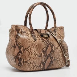 Jimmy Choo Brown/Beige Python Embossed Leather Rania Tote