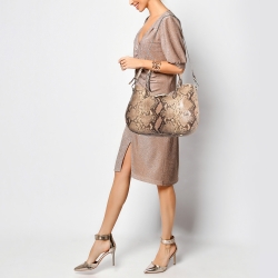Jimmy Choo Brown/Beige Python Embossed Leather Rania Tote