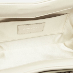 Pre Owned Jimmy Choo Off White Leather Crystal Embellished Venus Clutch On Chain