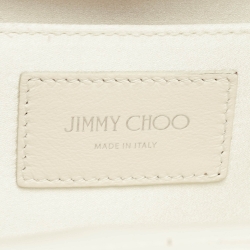 Pre Owned Jimmy Choo Off White Leather Crystal Embellished Venus Clutch On Chain