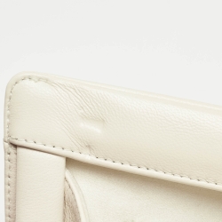 Pre Owned Jimmy Choo Off White Leather Crystal Embellished Venus Clutch On Chain