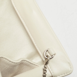 Pre Owned Jimmy Choo Off White Leather Crystal Embellished Venus Clutch On Chain