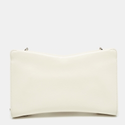 Pre Owned Jimmy Choo Off White Leather Crystal Embellished Venus Clutch On Chain