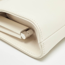 Pre Owned Jimmy Choo Off White Leather Crystal Embellished Venus Clutch On Chain