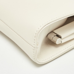 Pre Owned Jimmy Choo Off White Leather Crystal Embellished Venus Clutch On Chain