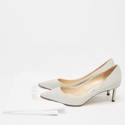 مملوكة مسبقًا Jimmy Choo Silver Glitter Romy Pumps Size 39